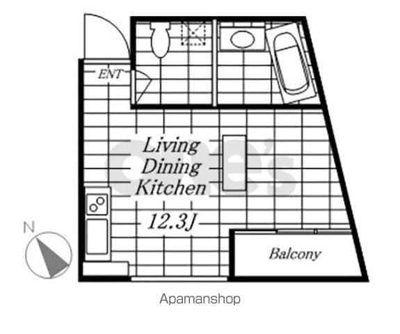 BAUWERK(ワンルーム/2階)の間取り写真