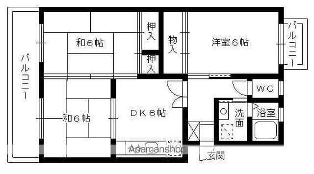 サンハイツ三苫(3DK/4階)の間取り写真