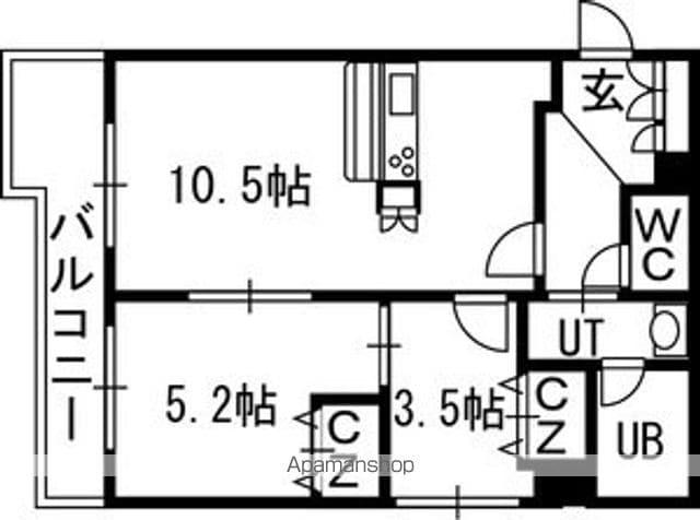 AMBIENTE619(2LDK/3階)の間取り写真