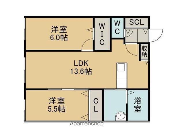 メゾン・ド・ソレイユA(2LDK/2階)の間取り写真