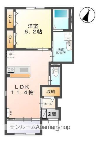 メルヴェーユⅡ(1LDK/1階)の間取り写真