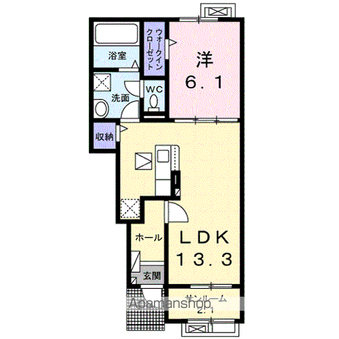 セイバリーF(1LDK/1階)の間取り写真
