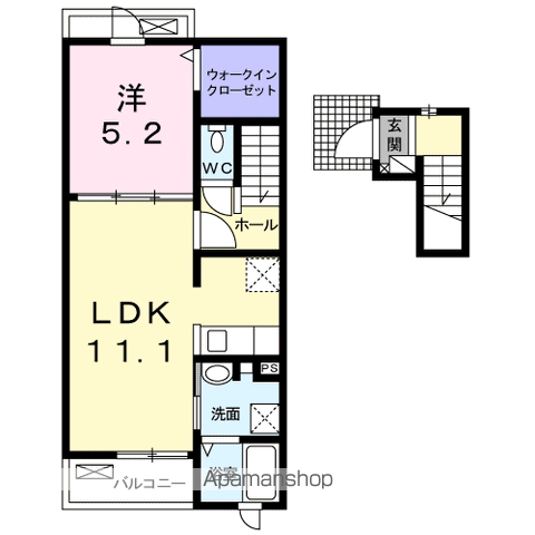 ブリーズB(1LDK/2階)の間取り写真