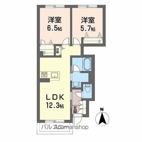 シャーメゾン駒止Ⅲ(2LDK/1階)の間取り写真