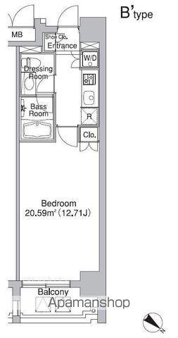 レジディア市ヶ谷Ⅱ(1K/4階)の間取り写真