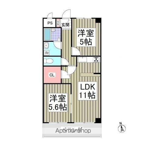 サンハイツ東大和(2LDK/2階)の間取り写真