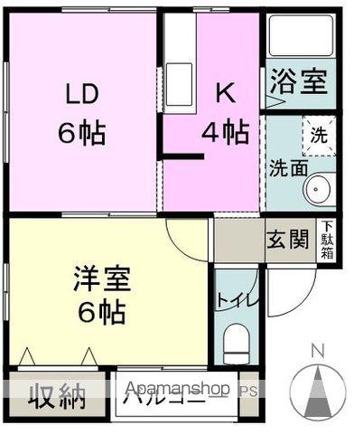 メープル筑摩野(1LDK/1階)の間取り写真