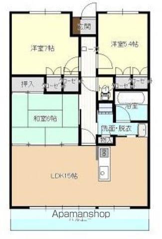 サーパス附属小前(3LDK/6階)の間取り写真