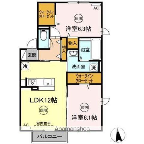 リリックガーデン(2LDK/2階)の間取り写真