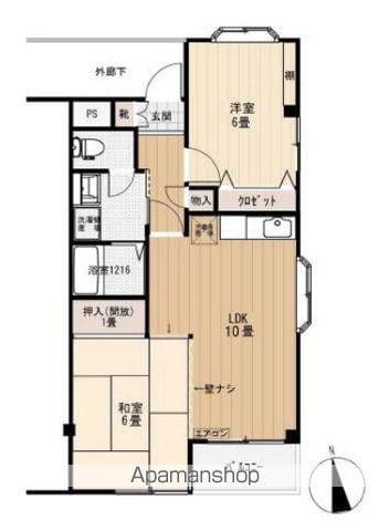 大成コート檀田(2LDK/2階)の間取り写真