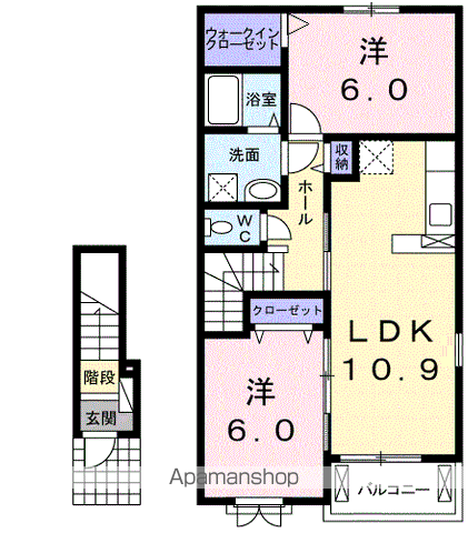 フェアリー Ⅱ(2LDK/2階)の間取り写真
