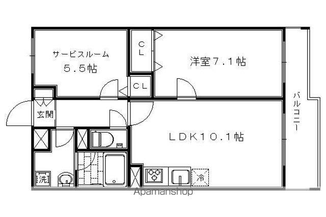 エスポアール西大路(1SLDK/1階)の間取り写真