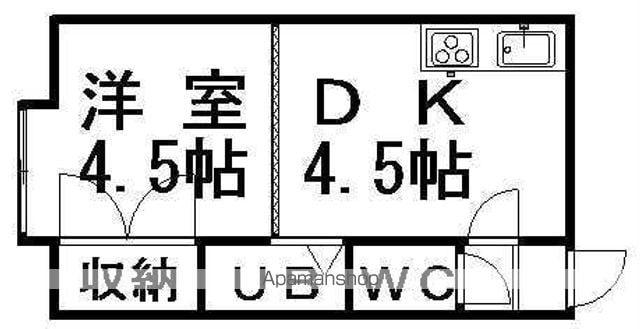 第二コーポ渥美(ワンルーム/3階)の間取り写真