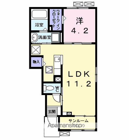 カンファタブルKⅡ(1LDK/1階)の間取り写真