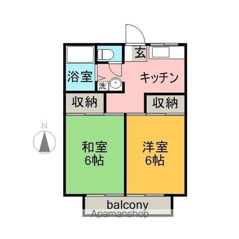 シアター84 A棟(2DK/2階)の間取り写真