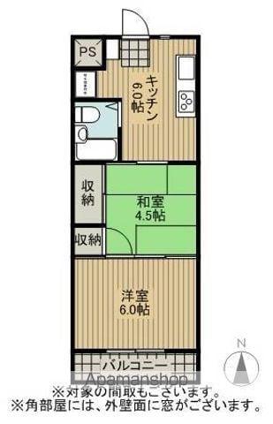 シャンクレール小林(2K/3階)の間取り写真