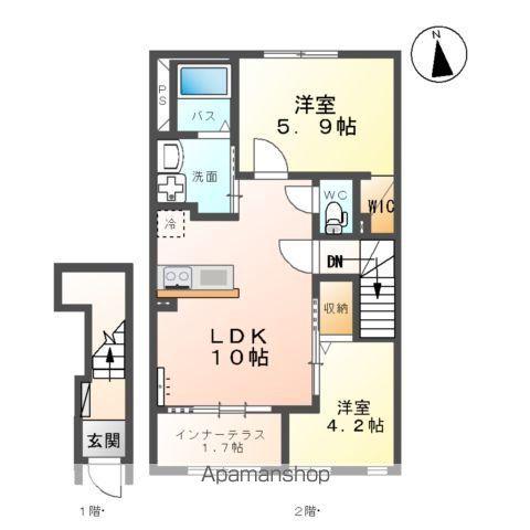 リバレイン南川(2LDK/2階)の間取り写真