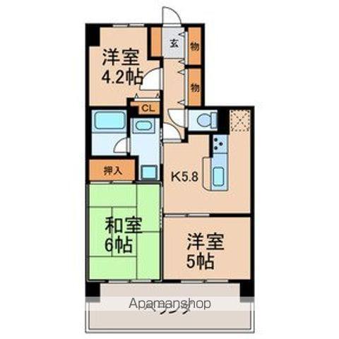 マイキャッスル柏豊四季(3K/6階)の間取り写真