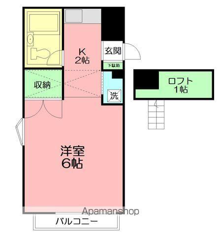 フローラルコート2(ワンルーム/2階)の間取り写真
