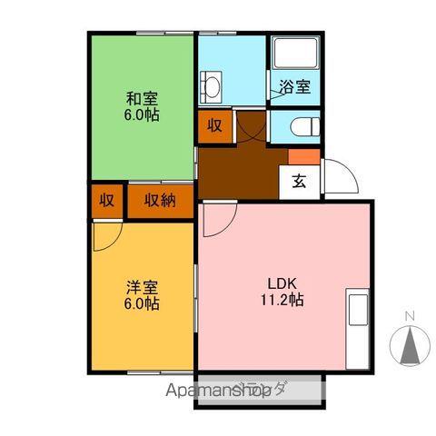 モンシャトー可児C(2LDK/2階)の間取り写真