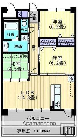アルテミスガーデン(3LDK/1階)の間取り写真
