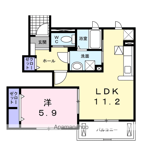 レガーメ(1LDK/1階)の間取り写真