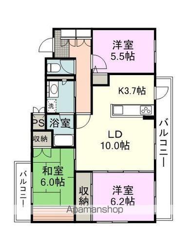 パティオコート(3LDK/3階)の間取り写真