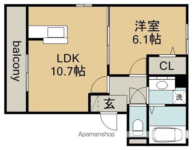 コートリバー(1LDK/2階)の間取り写真