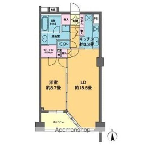 カスタリア高輪(1LDK/4階)の間取り写真