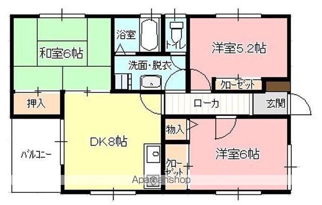 筒本アパート(3DK/2階)の間取り写真