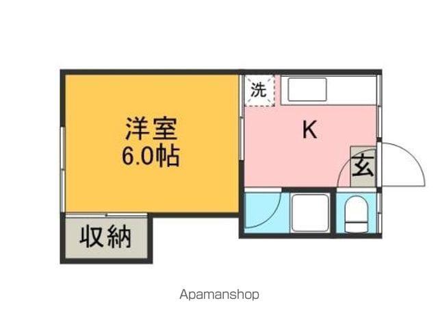 ウィンドヒルズ友丘(1K/1階)の間取り写真