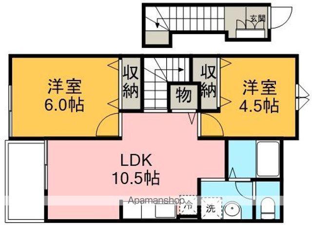 エレガント リヴ(2LDK/2階)の間取り写真