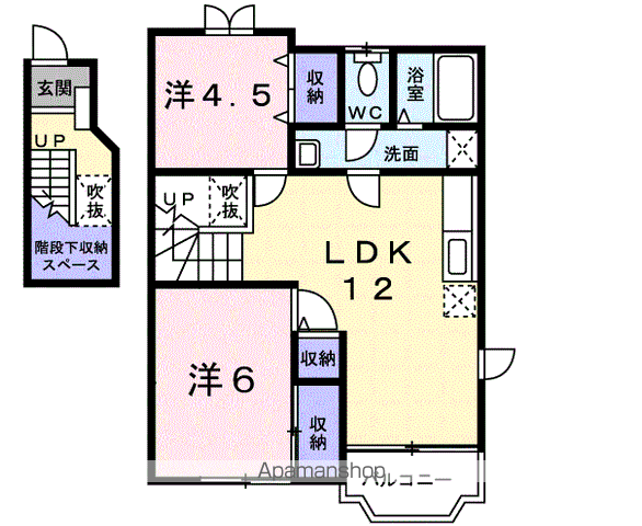 サニーハートⅠ(2LDK/2階)の間取り写真