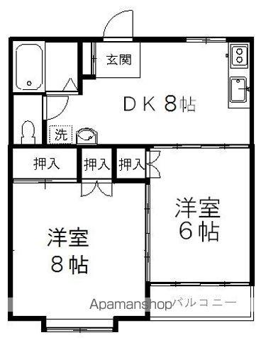 レジデンス中央(2DK/1階)の間取り写真