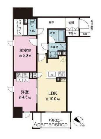 ネベル横浜関内(2LDK/7階)の間取り写真