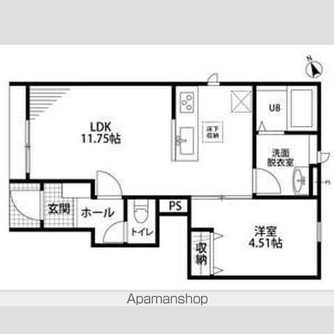 リーブルファイン鯏浦町(1LDK/1階)の間取り写真