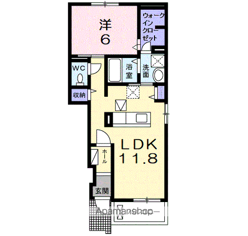 パラシオⅡ(1LDK/1階)の間取り写真