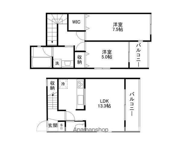 スクエアコート一里山ウエスト(2LDK/1階)の間取り写真