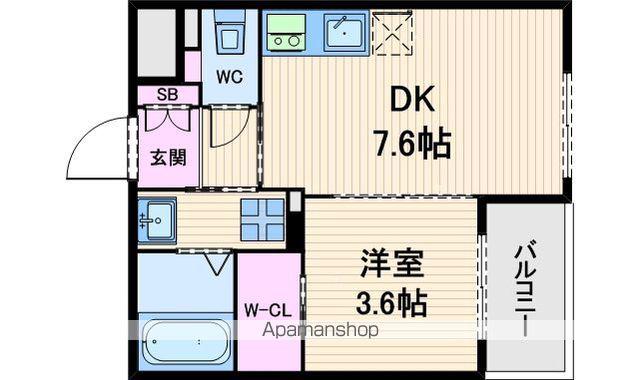 アリス・マナーガーデン谷町(1DK/3階)の間取り写真