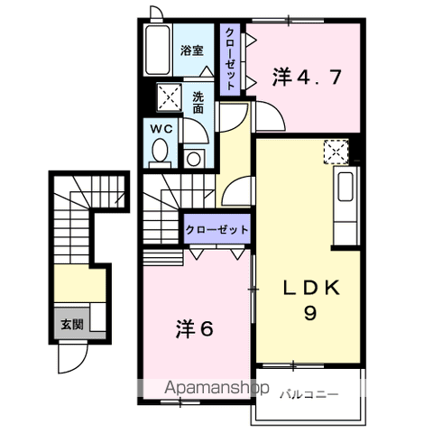 ラ・フェスタC(2LDK/2階)の間取り写真