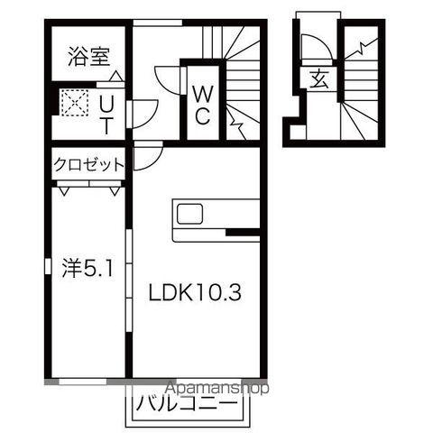 ヴィクトワール・M(1LDK/2階)の間取り写真