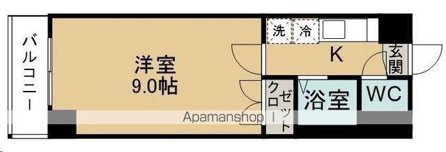 アタゴドミトリーきふね(1K/1階)の間取り写真