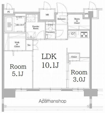 エンクレスト天神LINK(2LDK/12階)の間取り写真