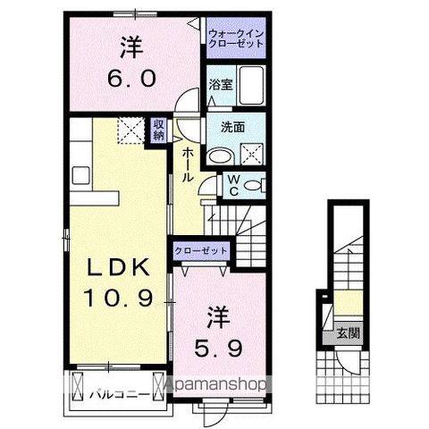 ルミエールKAMEDAⅠ(2LDK/2階)の間取り写真