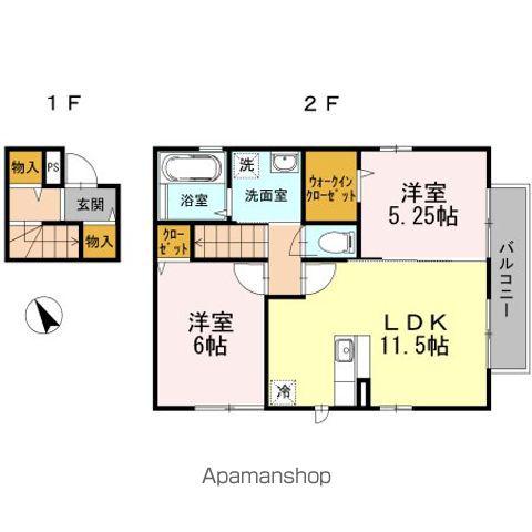 エクセレント和田町III(2LDK/2階)の間取り写真