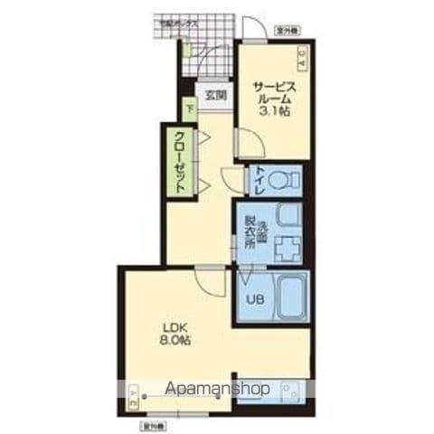 LE CHAT BLANC(1K/1階)の間取り写真