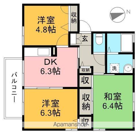 ハイツ花衣(3DK/2階)の間取り写真