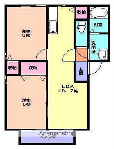 ボヌール中野B(2LDK/2階)の間取り写真