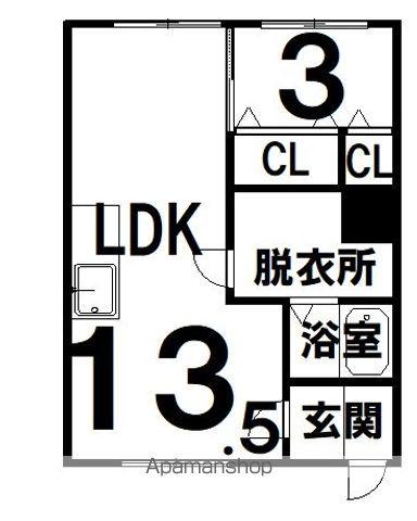 東栄ハイツ(1LDK/2階)の間取り写真
