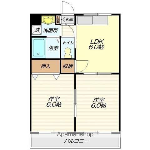 グリーンフィールド吉原(2DK/3階)の間取り写真